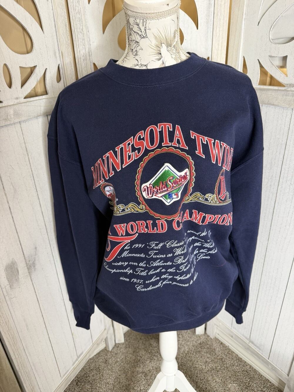 VTG Minnesota Twins Nutmeg 1991 World Series MLB Baseball Sweatshirt Large
